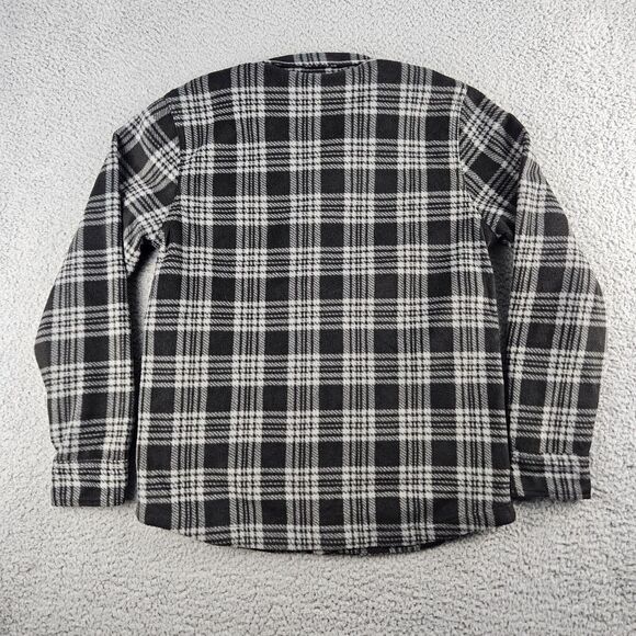 Volcom Shirt Mens Small Black White Plaid Long Sleeve Fleece Snap Closure - Picture 8 of 11